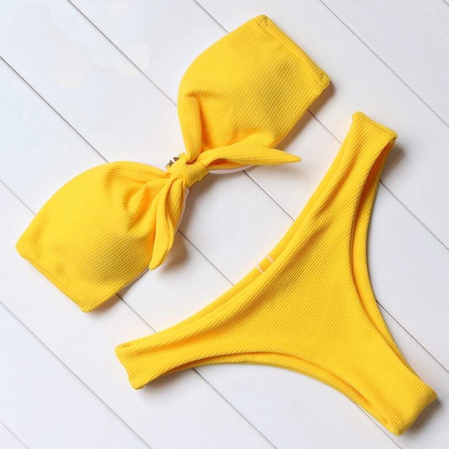 [BKN56] <ÂU> SET BIKINI QUÂY NƠ NGỰC VẢI GÂN 3 MÀU | BigBuy360 - bigbuy360.vn