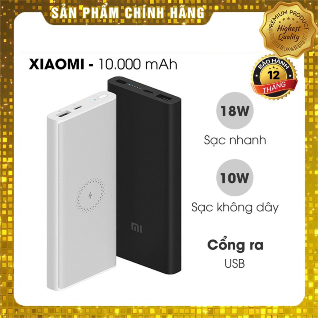 💥chính hãng💥 Pin sạc dự phòng không dây Xiaomi 10000mAh 2021 - Sạc dự phòng tích hợp sạc không dây 10000mAh Xiaomi lit