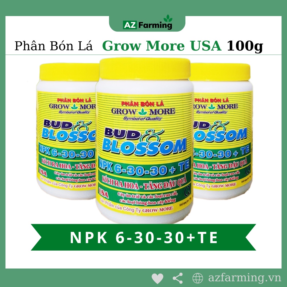 Grow More 6-30-30 +TE (Phân Bón La GrowMore BUG &amp; BLOSSOM) - 100g - AZ Farming