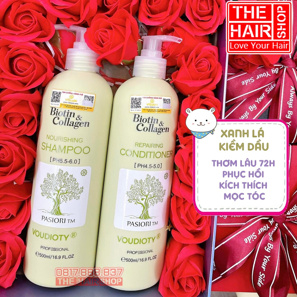 Dầu Gội Xả Biotin Collagen Voudioty 4 màu, cặp dầu gội xả phục hồi tóc , kiềm dầu , ngăn rụng tóc, mềm mượt Chính Hãng