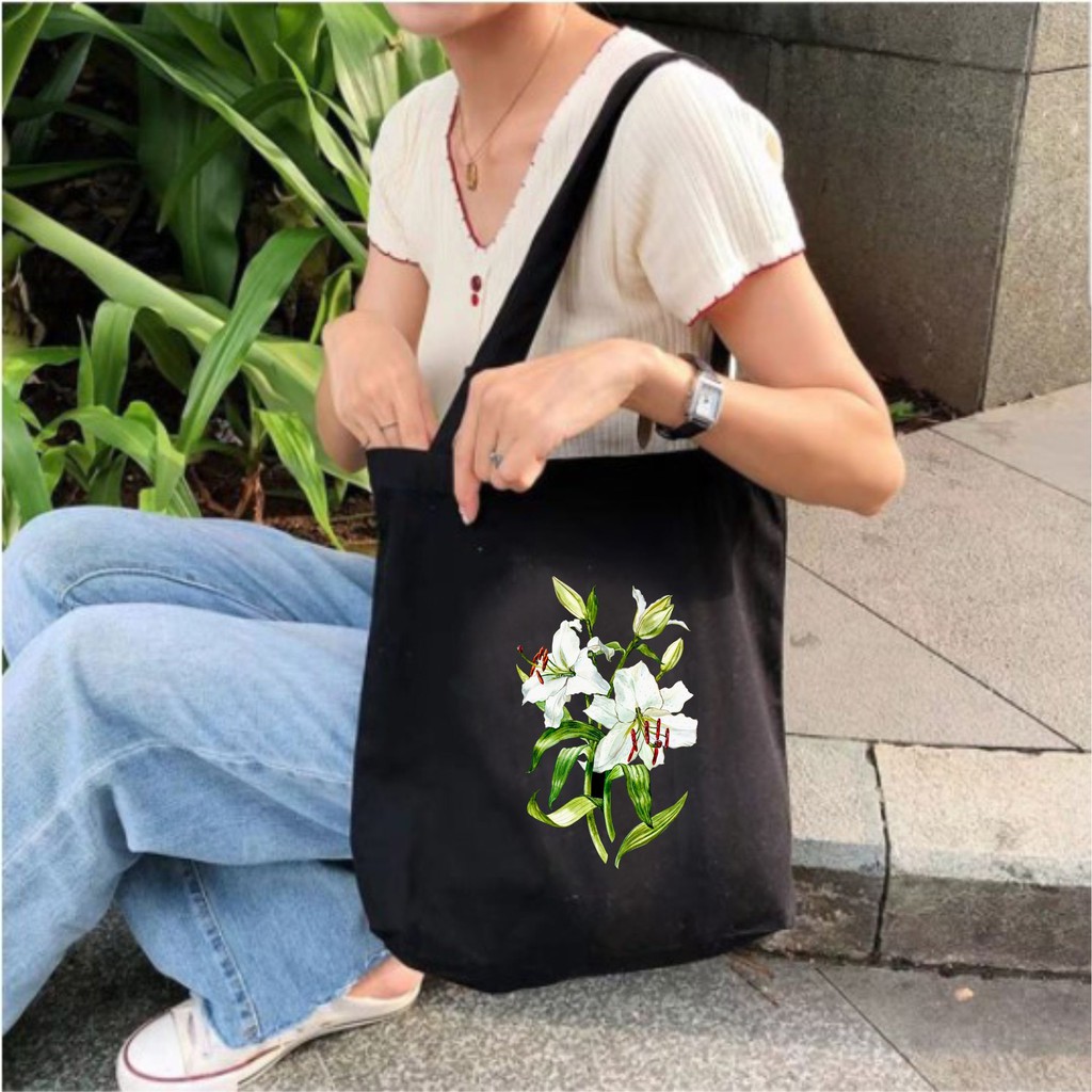 Túi tote Vải canvas mềm Đẹp Cực Hot có khóa miệng đựng vừa a4