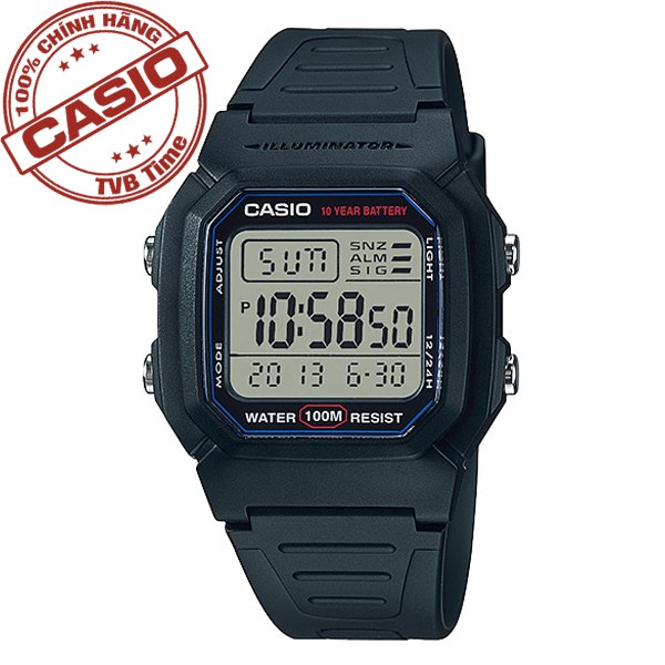 Đồng hồ nam dây nhựa Casio Standard chính hãng Anh Khuê W-800H-1AVDF