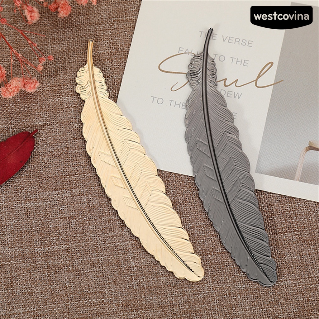 [Hot]✍Thẻ Đánh Dấu Sách Hình Lông Vũ Mạ Đồng Chống Phai Màu