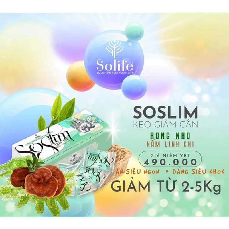 Kẹo Giảm Cân SoSlim Rong Nho Nấm Linh Chi Giảm Cân Hiệu Quả An Toàn, Đánh Bay Mỡ Toàn Thân