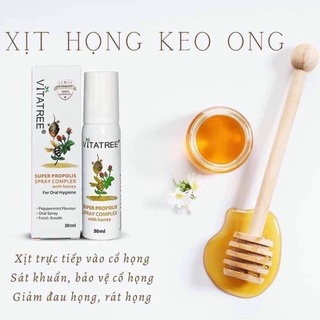 Xịt keo ong Úc Vitatree Super Propolis Spray complex with Honey 30ml