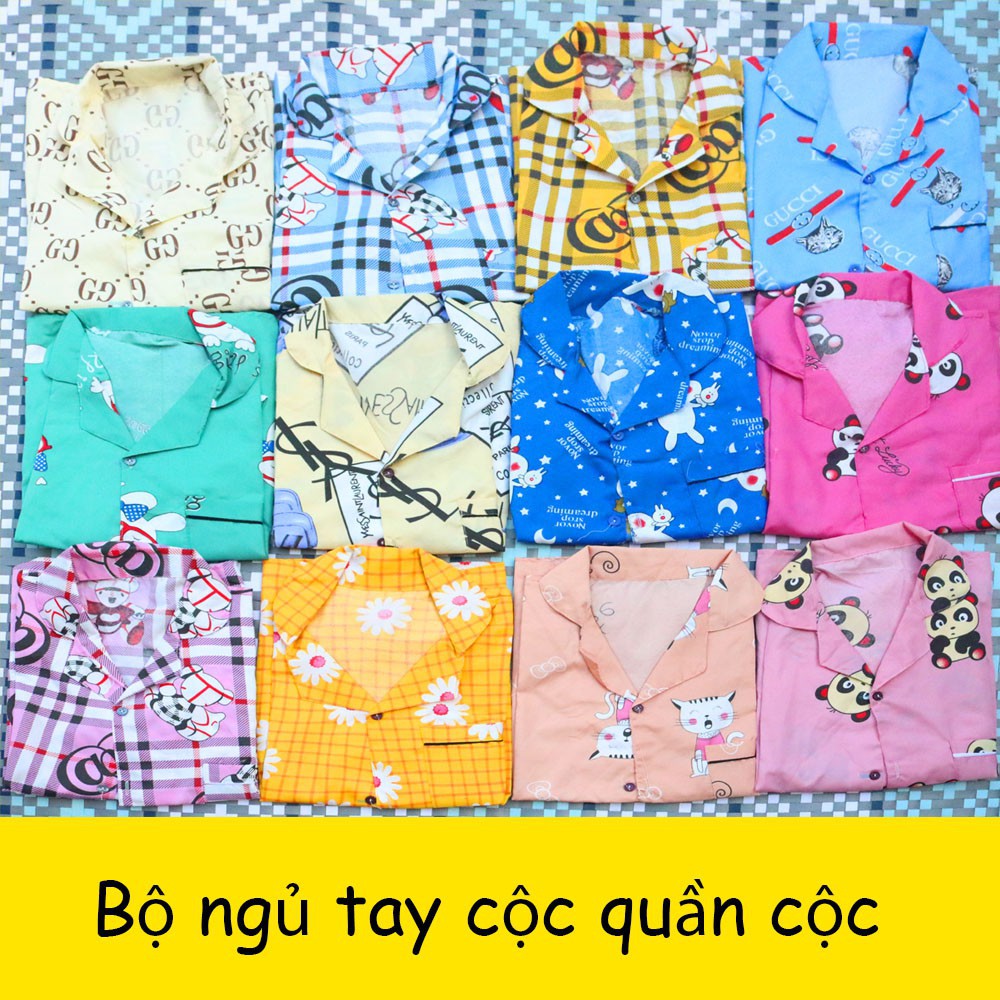 Bộ đồ ngủ Pijama nữ tay ngắn quần cộc vải kate hoạ tiết hoạt hình cute mặc nhà - Cocobee Shop