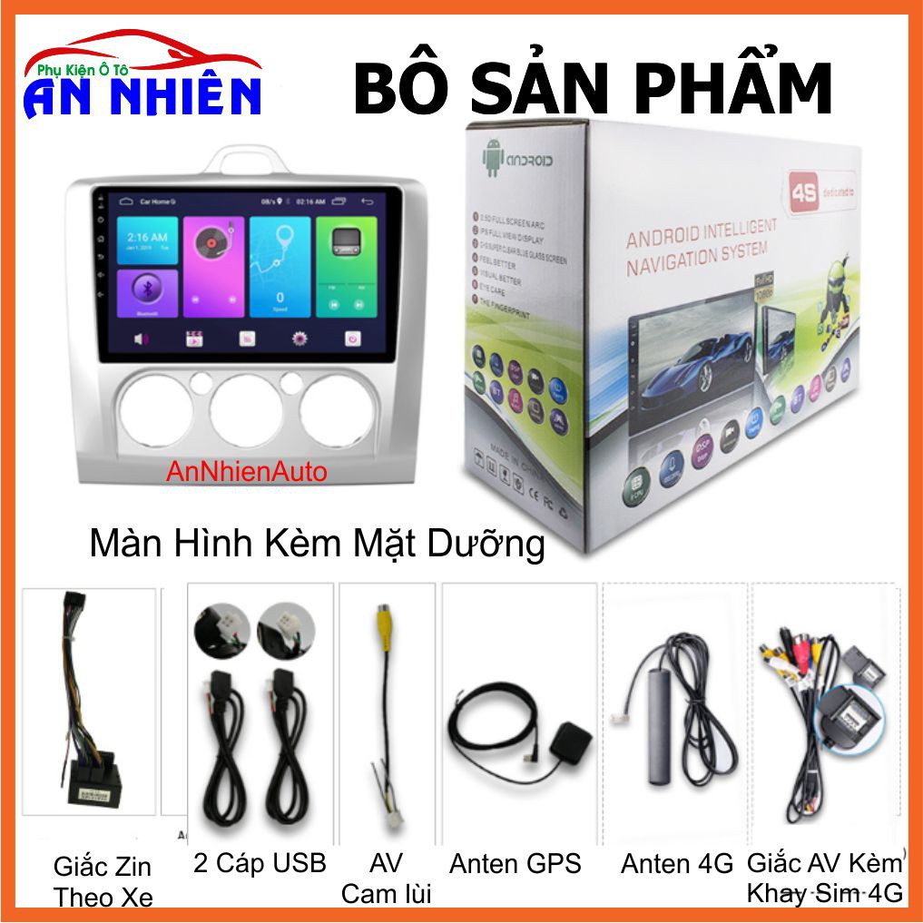 Màn Hình 9 inch Cho Xe FORD FOCUS 2005-2012,  Đầu DVD Android Tiếng Việt Kèm Mặt Dưỡng Giắc Zin Xe FOCUS