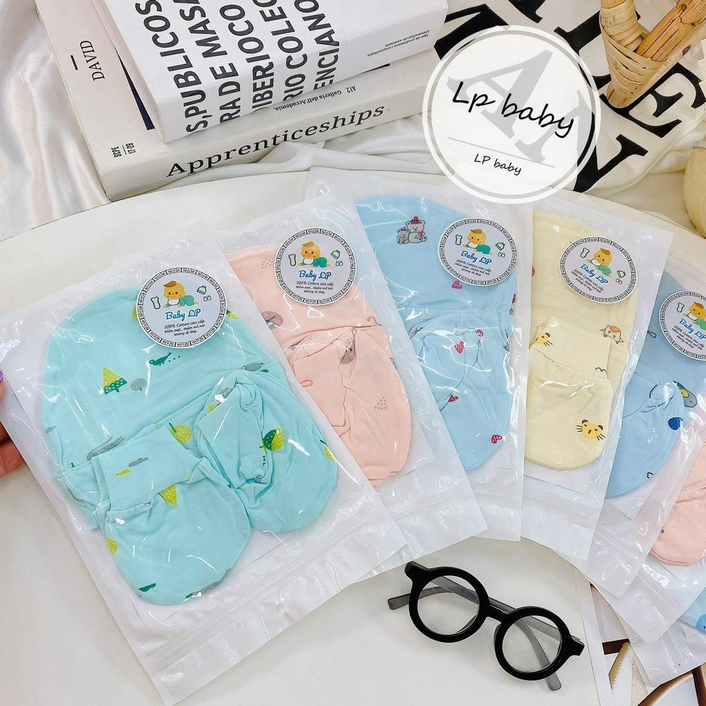 Set mũ bao tay chân thun lạnh cho bé