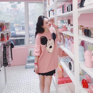 Áo Mickey hồng tay lỡ sỉ