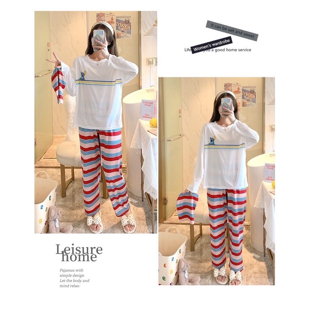 Đồ Bộ Thun Tay Dài Quảng Châu , Pijama Quần Dài , Đồ Mặc Nhà Họa Tiết Hoạt Hình ( kèm túi ) #hot trend #sieuregiasansale | BigBuy360 - bigbuy360.vn