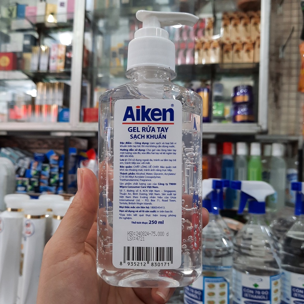 Gel Rửa tay Sạch khuẩn Aiken 250ml Dạng vòi