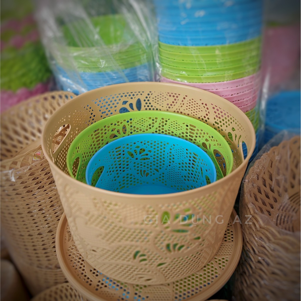 Rổ nhựa có nắp Việt Nhật, size nhỏ - trung - đại, 4 màu sắc, nhựa nguyên sinh an toàn cho sức khỏe của gia dụng Du Thủy