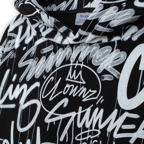 Áo khoác hoodie unisex Clownz Graffiti Over Print vải nỉ bông, form rộng unisex | BigBuy360 - bigbuy360.vn