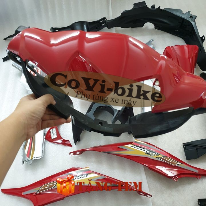 Dàn áo xe Wave S110 đời 2008 đễn 2010  nhựa ABS nguyên sinh màu ĐỎ ĐUN - B545