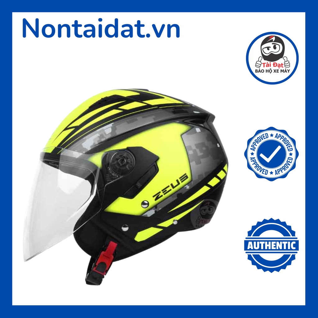 Mũ 3/4 Zeus 205 vàng đen nhám