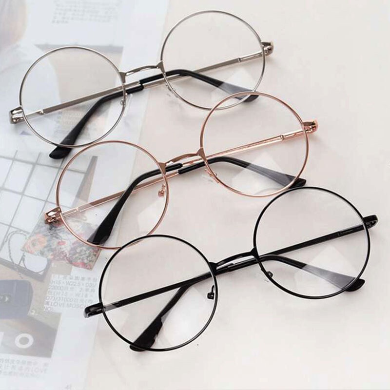 Mắt Kính Gọng Tròn Bằng Kim Loại Nhẹ Phong Cách Cổ Điển