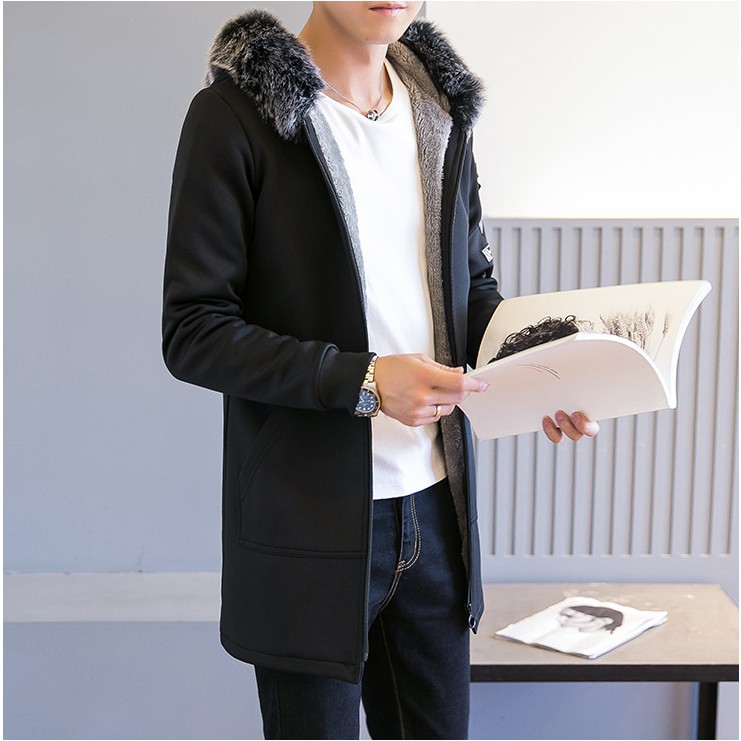 Áo khoác nỉ lót lông dáng dài AN08 | BigBuy360 - bigbuy360.vn