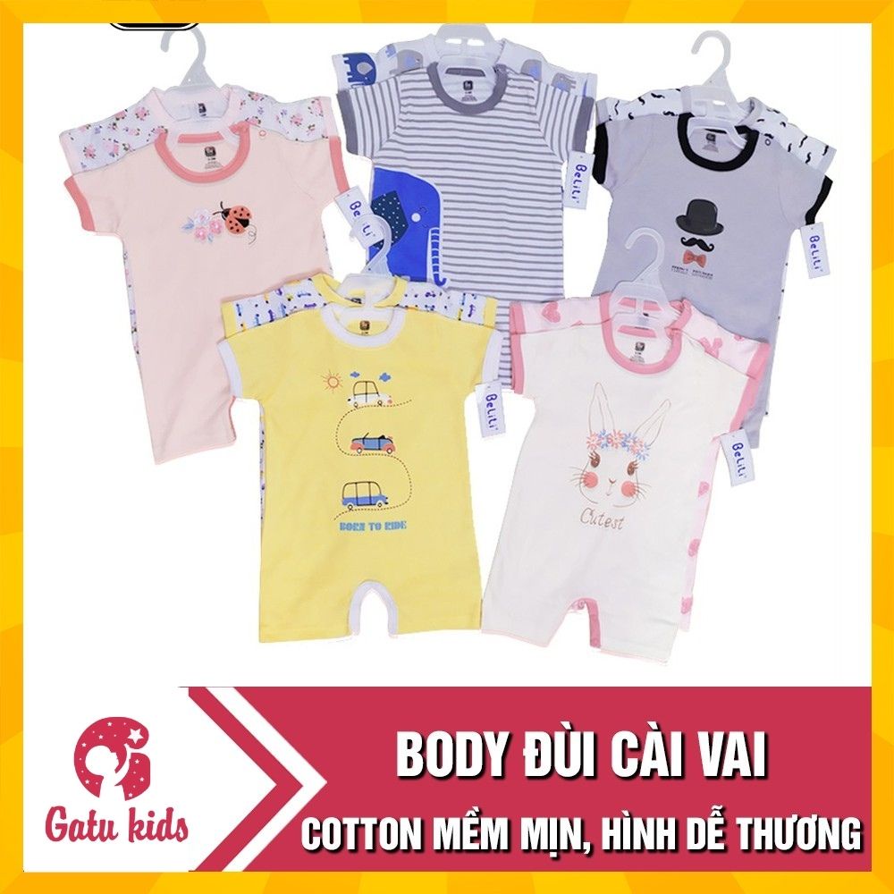 Set 2 Body đùi Beliti cúc bấm cài vai cho bé 0-12 tháng
