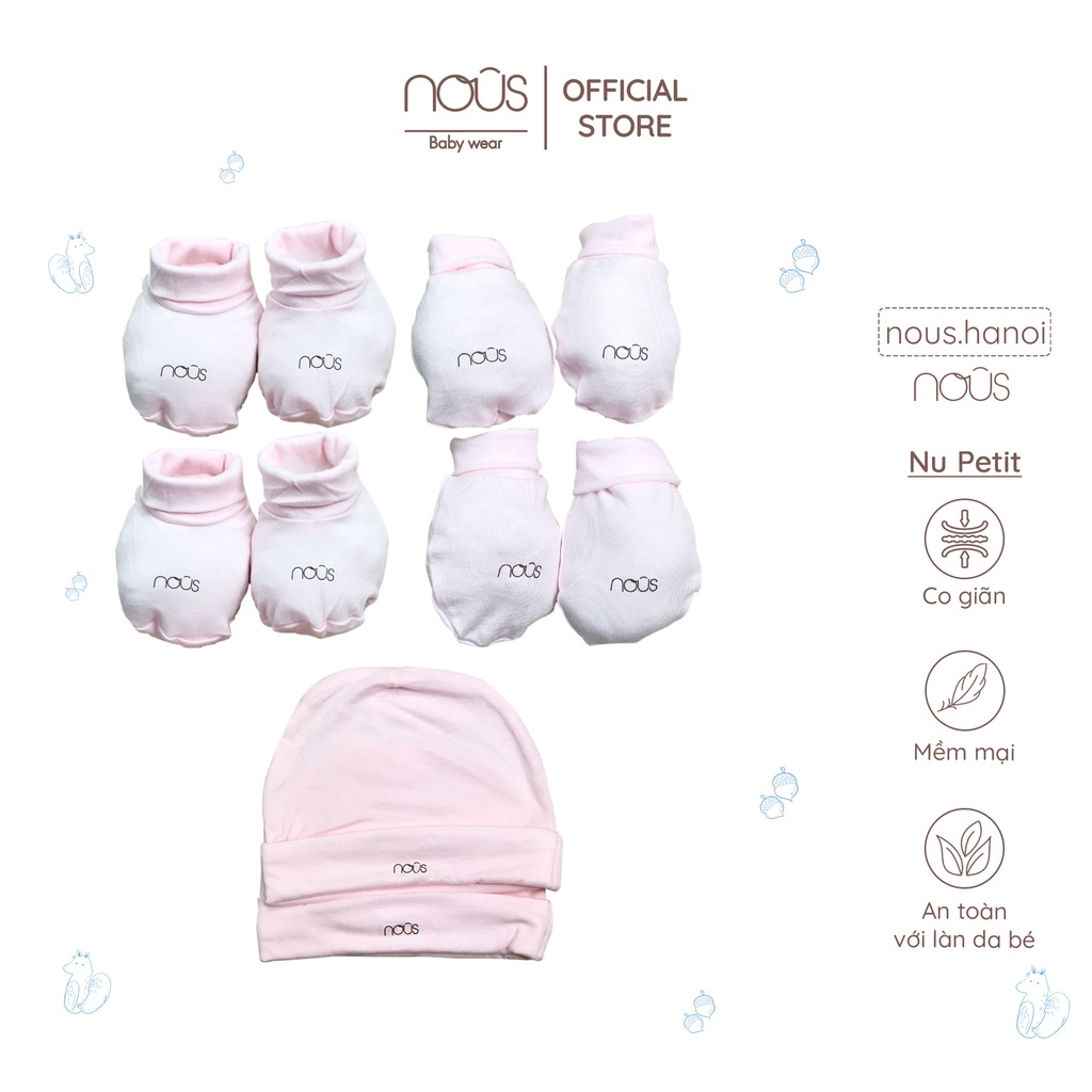 Phụ Kiện Cho Bé Sơ Sinh - Bao Tay Nous - Bao Chân Nous - Mũ Nous (Size Sơ sinh Newborn)