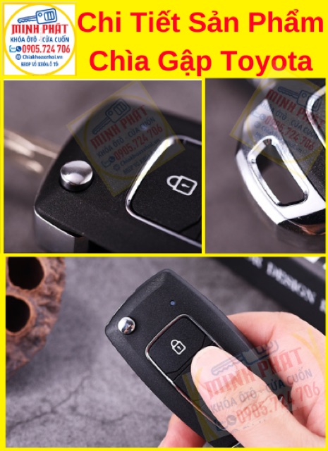 Chìa Khoá Gập Xe Toyota Innova, Vios, Fortuner, Camry, Corolla Altis, Yaris, Hilux 2006 - 2015