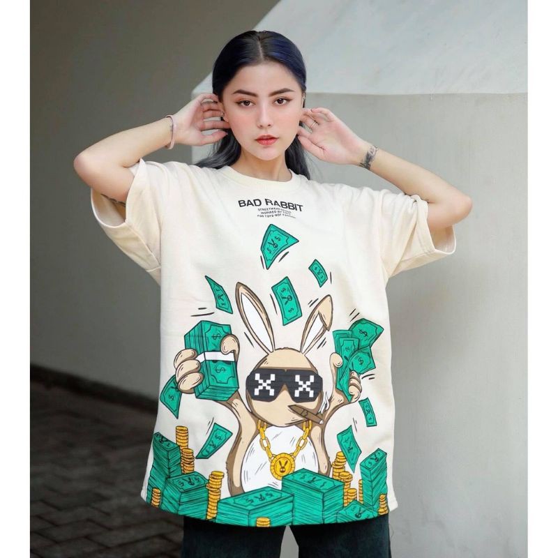 [ FULL TAG ] Áo thun unisex tay lỡ BAD HABBITS DOLLA TEE đầy đủ tag cổ tag tay || Hany shop