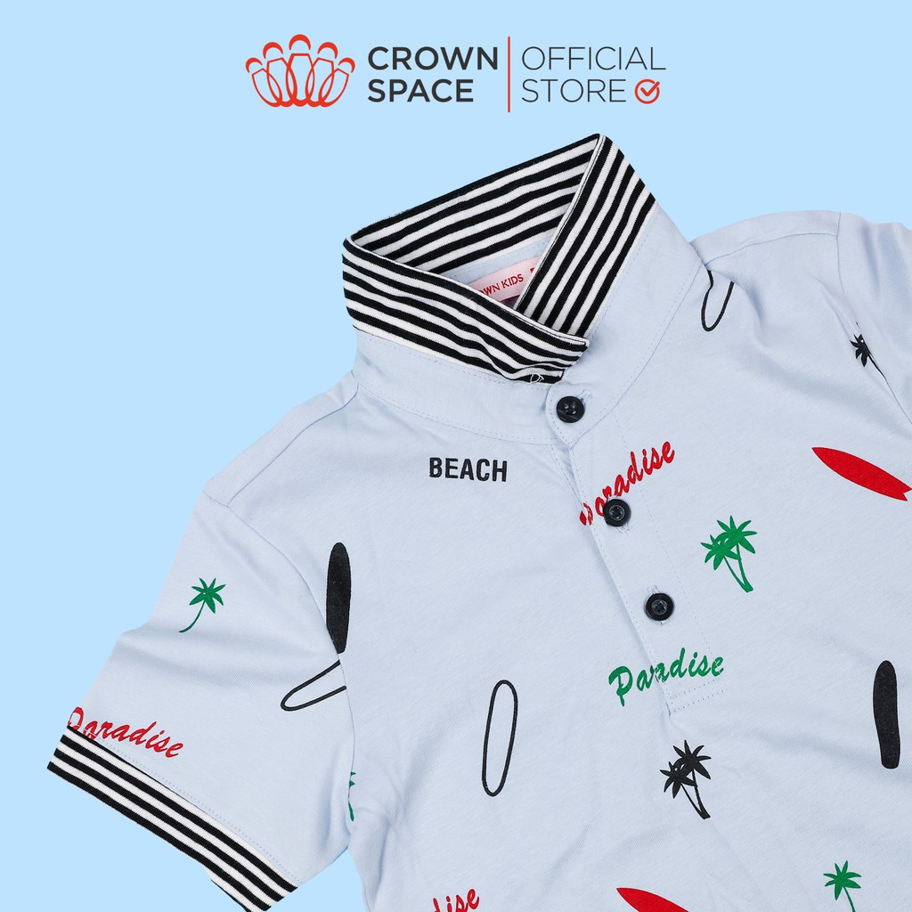 Áo Polo Bé Trai Chính Hãng Crown  Space Fashion CKBS2111105 TShirt Vải Cotton Thoáng Mát Từ Size 1-8