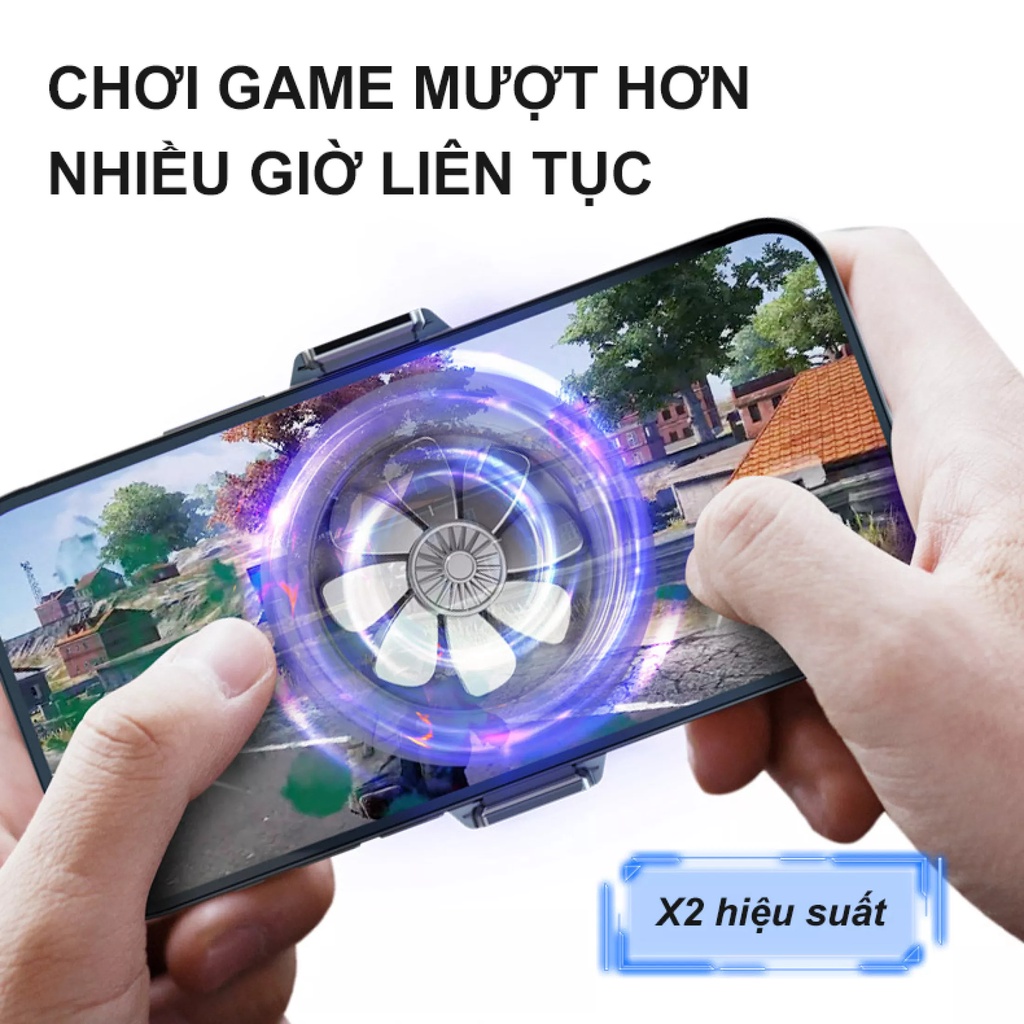 Quạt tản nhiệt điện thoại Gaming RGB - TẶNG BỘ GĂNG TAY GAME THỦ, Quạt làm mát có sò lạnh tản nhiệt siêu nhanh