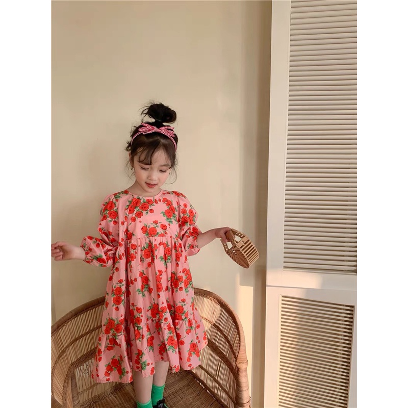 Váy dài tay thu đông họa cực xinh cho bé gái size nhỡ size đại T02