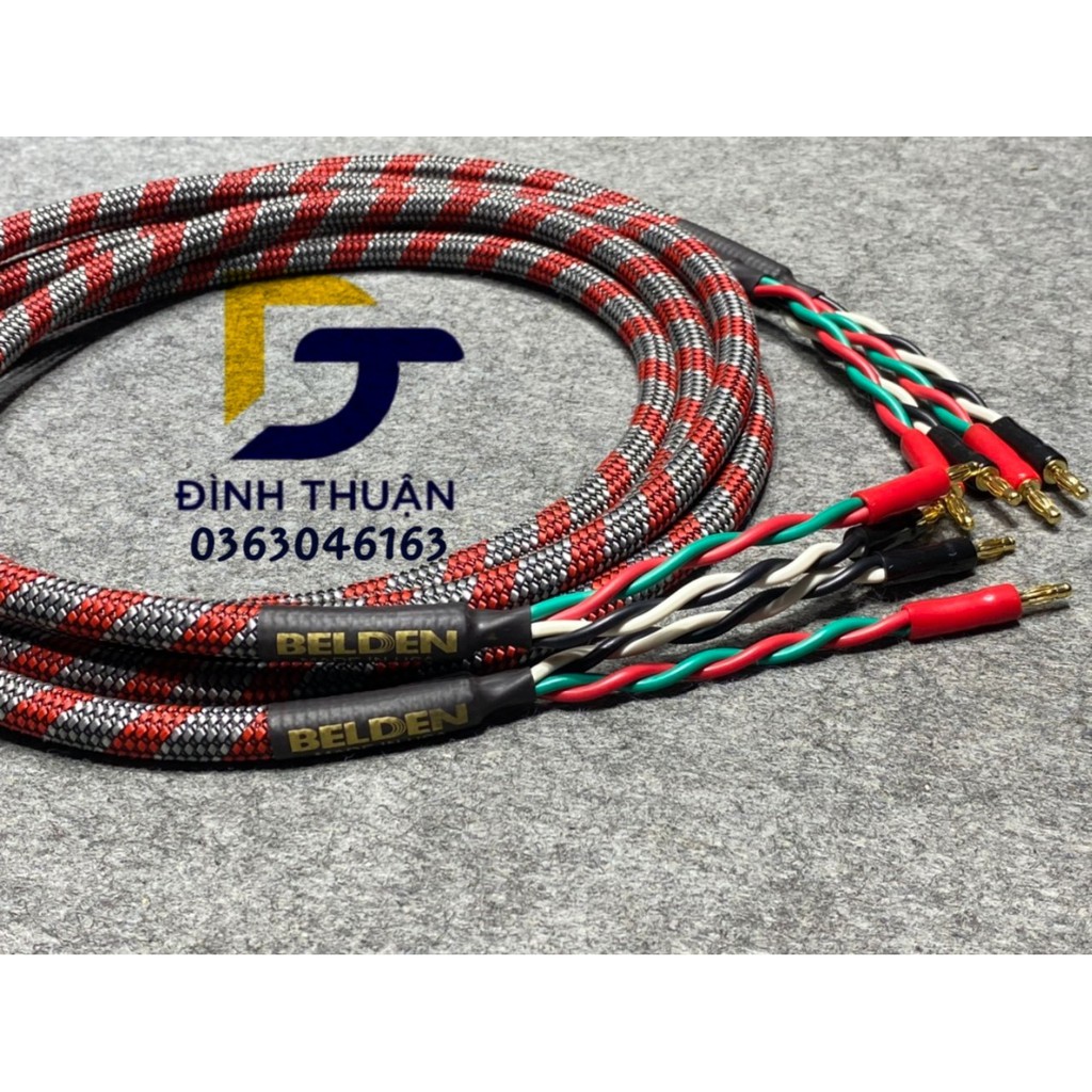 Dây loa Belden bãi Mỹ lõi đồng cực mịn, chất âm tĩnh đều 3 dải, lõi đồng cực mịn/ Dây dài 2.5m mỗi vế