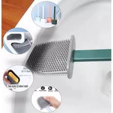 CỌ VUÔNG -Chổi cọ nhà vệ sinh, cây cọ tolet bồn cầu bằngsilicon vuông kiểu mới có giá đựng dán tường - sạch sẽ tiện dụng