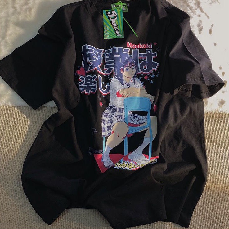 Áo Thun Ngắn Tay Họa Tiết Anime Nhật Bản Thời Trang Cho Nữ