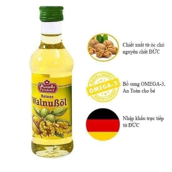 Dầu Ăn Cho Bé, Dầu Óc Chó Đức Nguyên Chất 100 Ml Cho Bé Ăn Dặm Bổ Sung Omega 3 Tăng Cường Hệ Miễn Dịch Tốt Cho Não Bộ