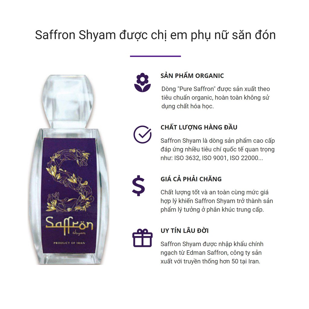 Saffron SHYAM Trà Nhụy Hoa Nghệ Tây Nhập Khẩu Iran Và Sữa Tắm Trắng YUKINA Chính Hãng Nhật Bản