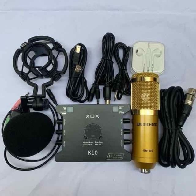 [Mã ELHACE giảm 4% đơn 300K] Combo livestream thu âm mic BM900 sound card K10 bản kỷ niệm 10 năm tặng tai nghe