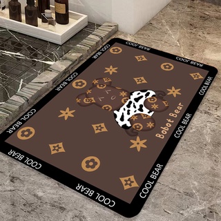 Thảm lau chân chùi chân chống trượt thấm nước nhà bếp nhà tắm phòng khách hình gấu bear, giẻ lau chân đế chống trượt