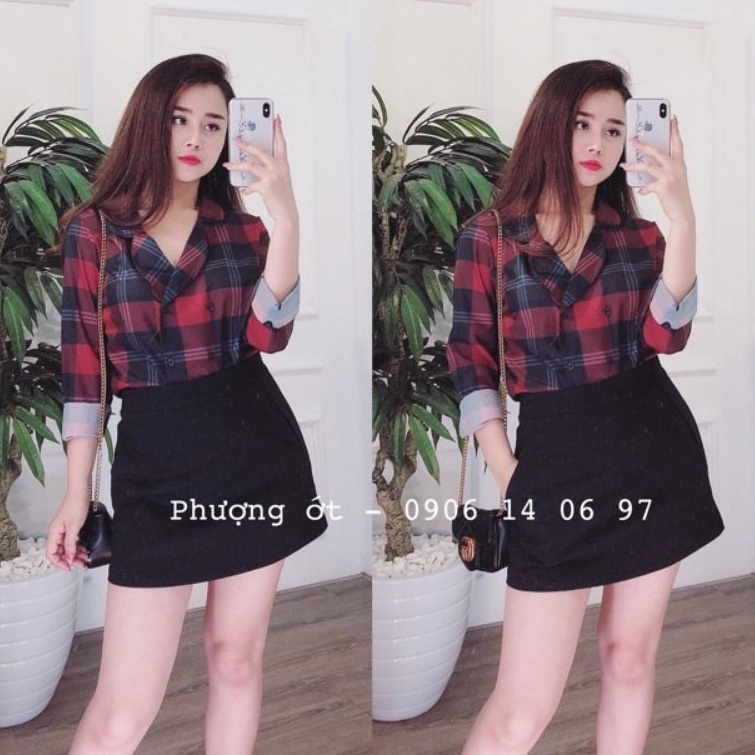 Chân váy chữ A may túi 2 bên - Chân váy công sở vải mịn, dày siêu đẹp