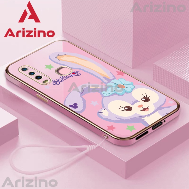 Arizino ốp lưng Vivo Y17 Y15 Y12 Y11 Y12i Mạ sang trọng viền thẳng 6D Ốp lưng silicon hình thỏ màu tím