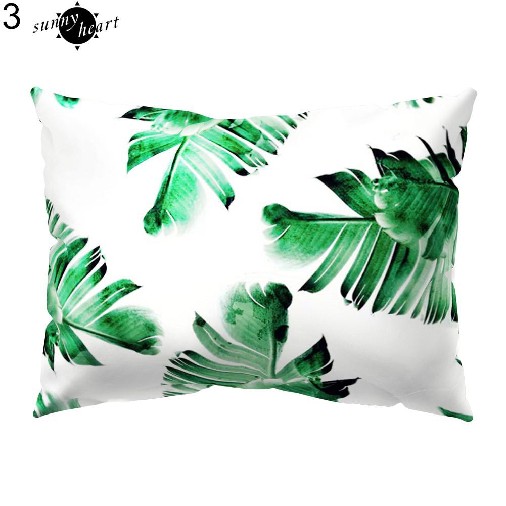 Áo gối khổ chữ nhật 30cm x 50cm in họa tiết lá cây nhiệt đới bắt mắt dùng để trang trí nội thất