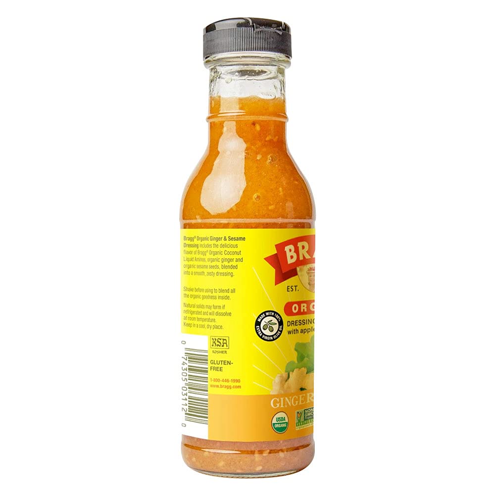 SỐT SALAD GỪNG MÈ Non-GMO &amp; Gluten-Free, Bragg Organic Ginger &amp; Sesame Dressing, 354ml (12oz)