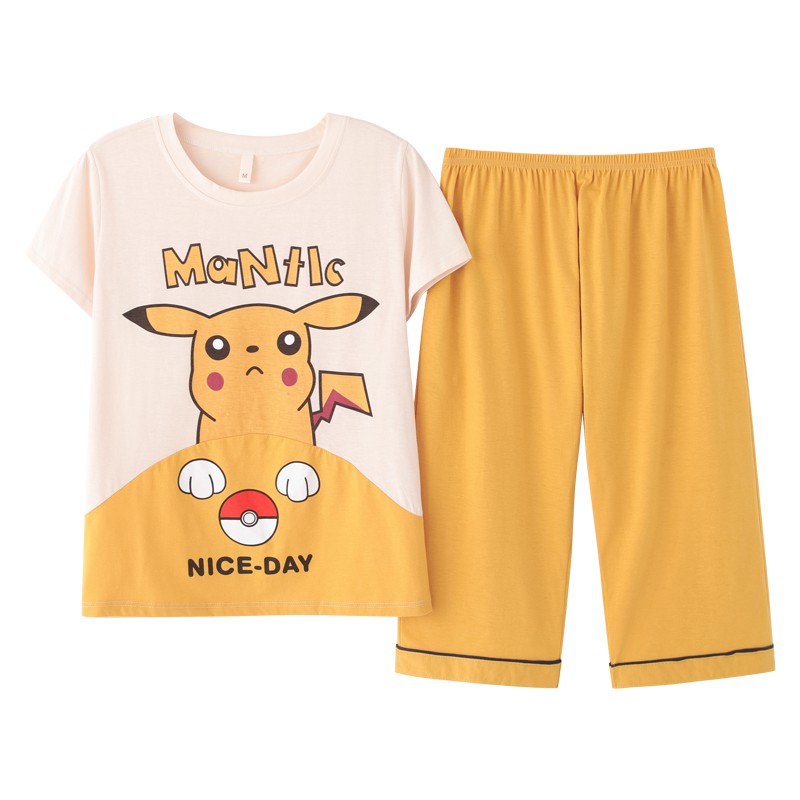 Bộ Đồ Ngủ Cotton Hình Pikachu Đáng Yêu Quyến Rũ Cho Nữ