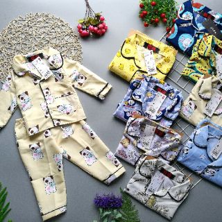 Pizama yukata thô lụa cho bé trai bé gái