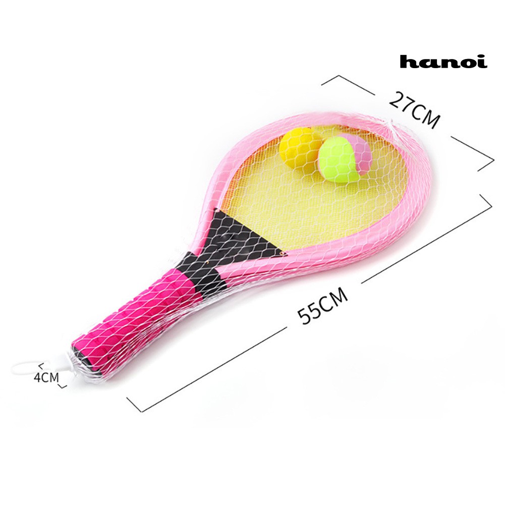 [QL]1 Pair Kids Children Outdoor Sport Safe Tennis Racket Play Game Toy with 2 Balls