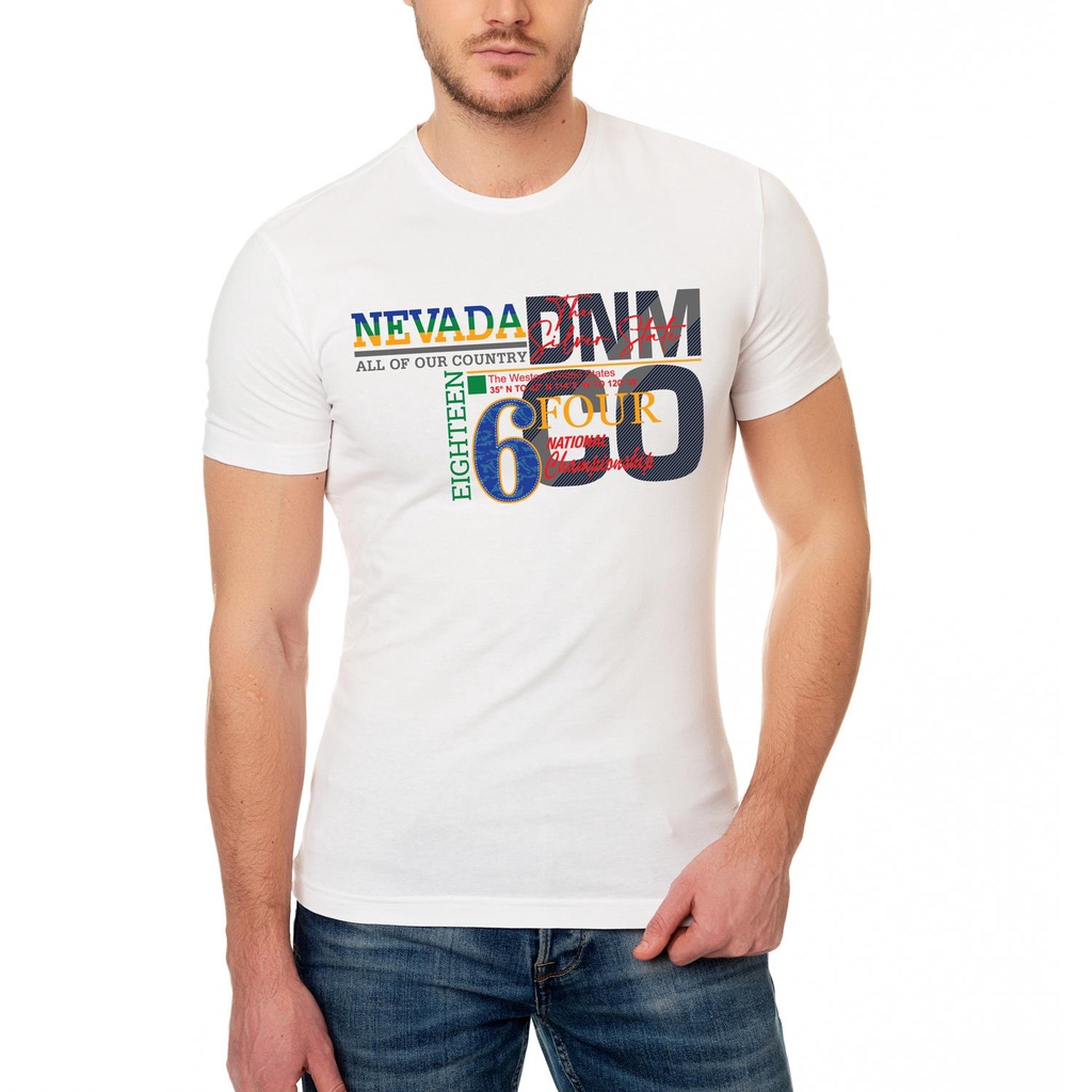 Áo thun ngắn tay HTFashion nevada stylish typography slogan
