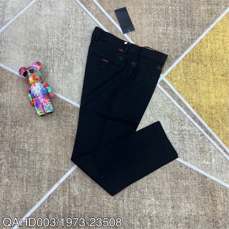 Quần âu nam ống côn hàn quốc cao cấp, Quần tây âu thêu logo phong cách trẻ