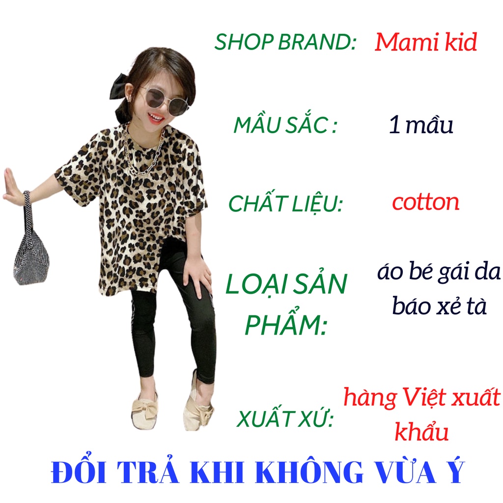 áo phông cho bé gái da báo SIÊU SANG CHẢNH, 12-38KG, MAMIKID