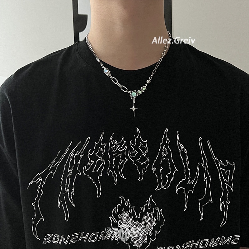 Vòng cổ Mặt Đá Opal Hình Ngôi Sao Thời Trang unisex