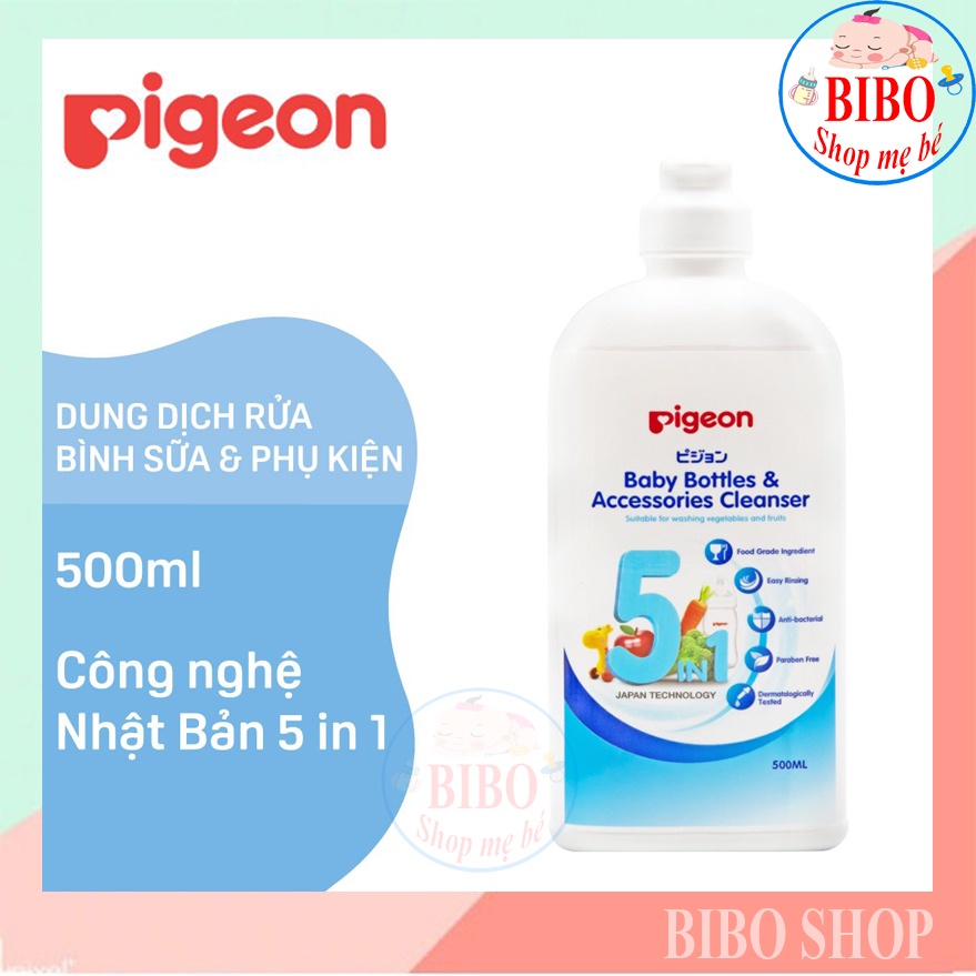 Chai Nước Rửa Bình Sữa Pigeon, Rửa Rau Củ Và Phụ Kiện, It bọt, An Toàn Cho Bé_Chai 500ml