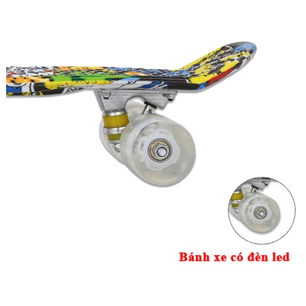 Ván Trượt  Nhựa Skateboard Penny Nhiều Màu (Bánh Xe Có Đèn LED-Bảo Hành 6 Tháng)