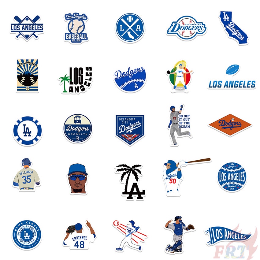 MLB Bộ 50 Miếng Dán Họa Tiết Los Angeles Dodgers Series 02 - Major League Độc Đáo Trang Trí Vali Laptop