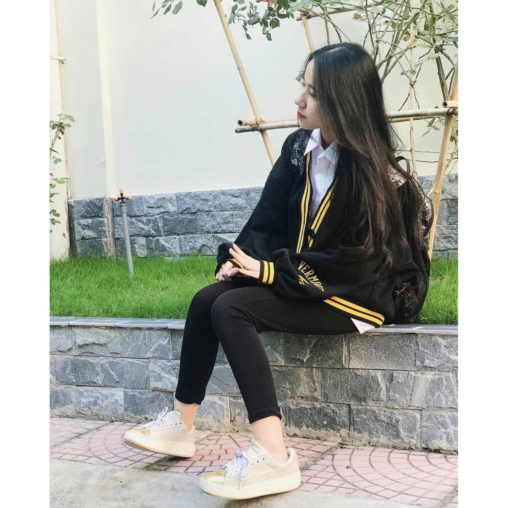 Áo Khoác CARDIGAN VERMONT ĐEN THÊU TAY UNISEX [Kèm Hình Thật] | BigBuy360 - bigbuy360.vn